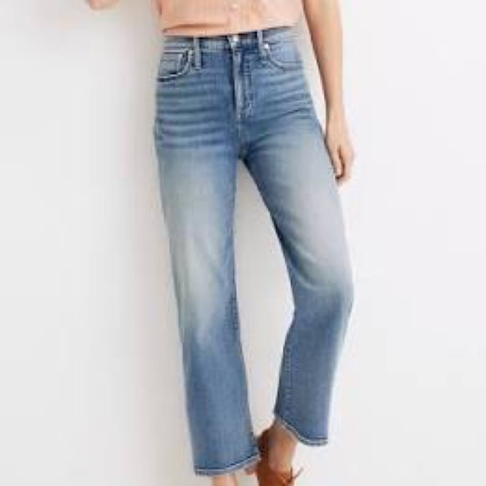 Madewell slim wide-leg crop jeans in reggie wash